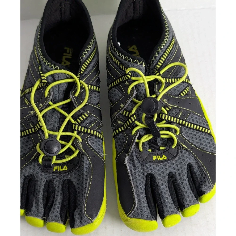 FILA Skele-Toes Boys Size 3 Water Shoes Gray Neon Green Five Finger Barefoot